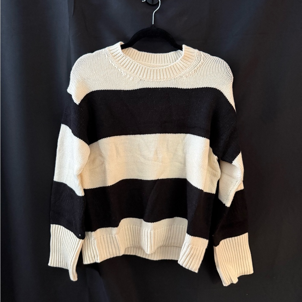 Striped Black and Cream Women's Sweater